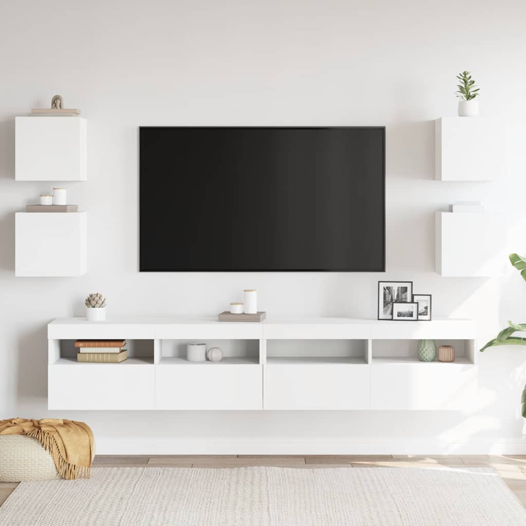 vidaXL Έπιπλα Τηλεόρασης Κρ. 4 τεμ. Λευκά 30,5x30x30εκ από Επεξ. Ξύλο