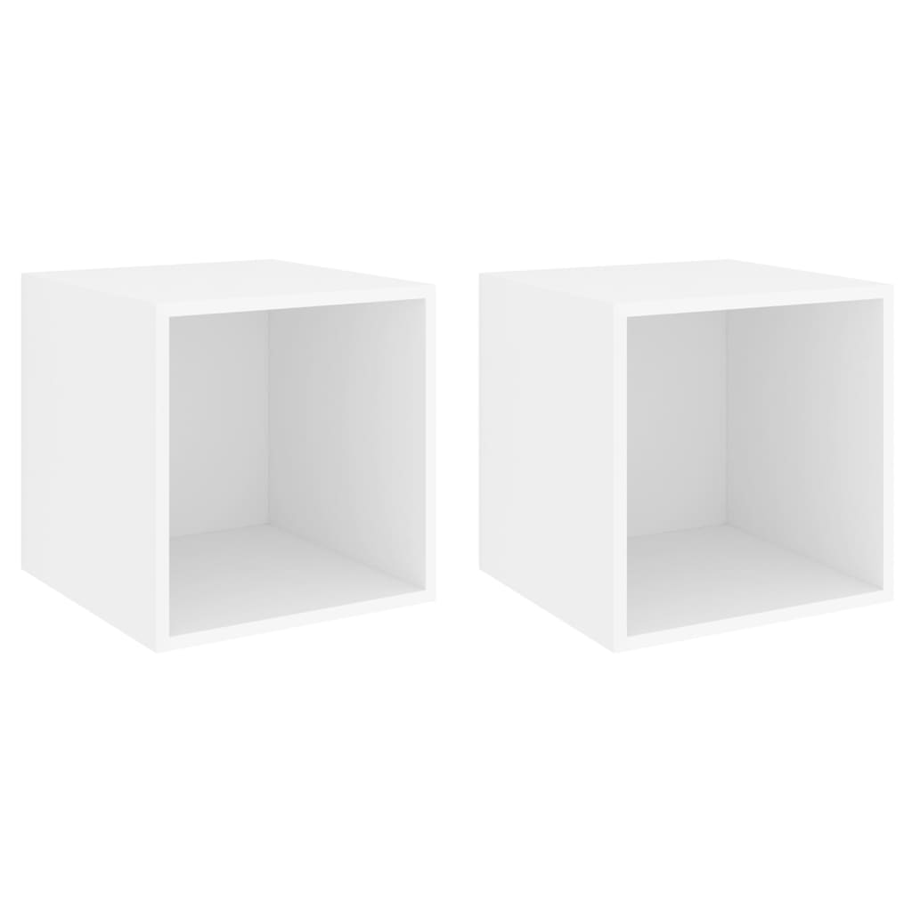 vidaXL Ντουλάπια Τοίχου 2 τεμ. Λευκά 37 x 37 x 37 εκ. από Επεξ. Ξύλο