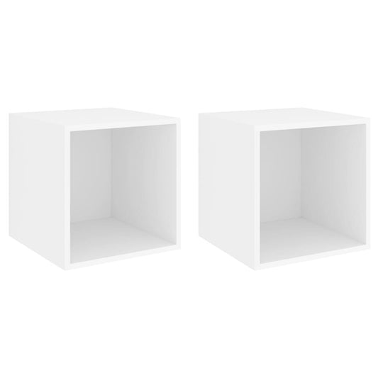 vidaXL Ντουλάπια Τοίχου 2 τεμ. Λευκά 37 x 37 x 37 εκ. από Επεξ. Ξύλο