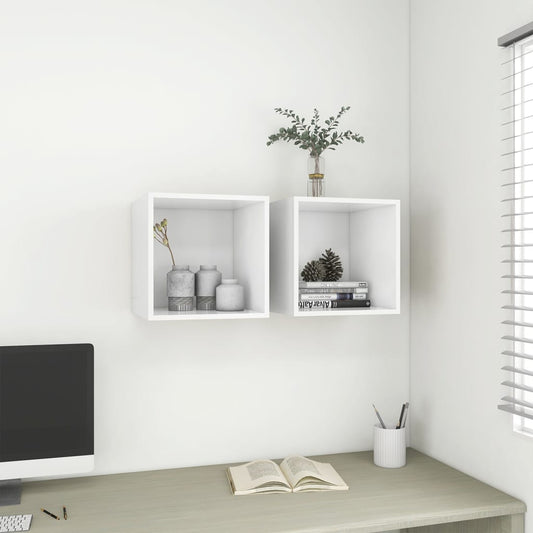 vidaXL Ντουλάπια Τοίχου 2 τεμ. Λευκά 37 x 37 x 37 εκ. από Επεξ. Ξύλο