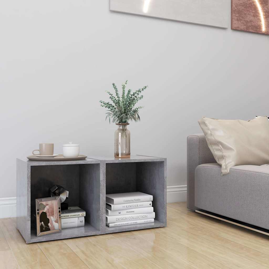 vidaXL Έπιπλα Τηλεόρασης 2 τεμ. Γκρι Σκυροδ. 37x35x37 εκ. Επεξ. Ξύλο