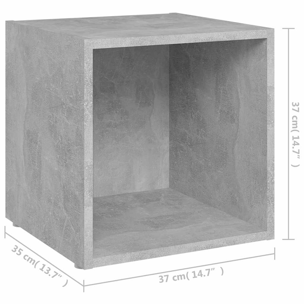 vidaXL Έπιπλα Τηλεόρασης 2 τεμ. Γκρι Σκυροδ. 37x35x37 εκ. Επεξ. Ξύλο