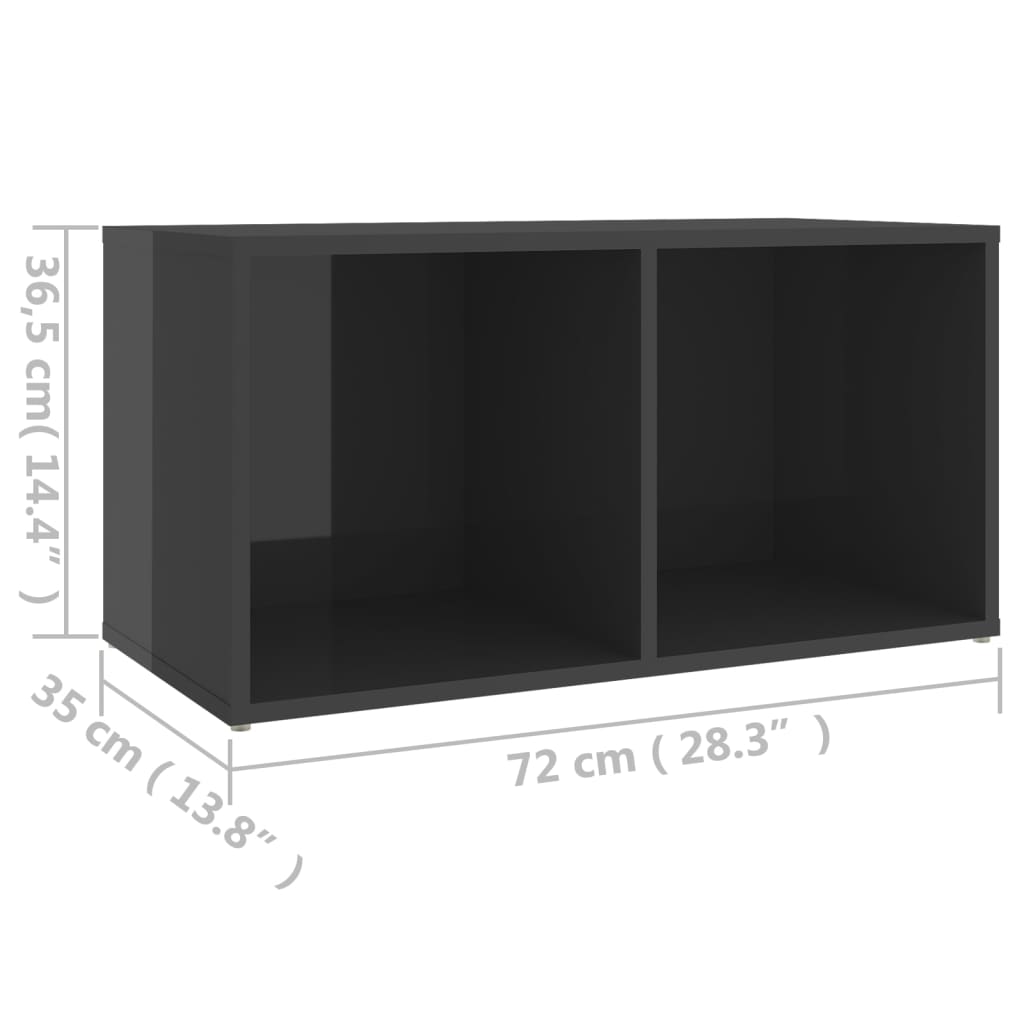 vidaXL Έπιπλο Τηλεόρασης Γυαλιστερό Γκρι 72x35x36,5 εκ. Επεξ. Ξύλο