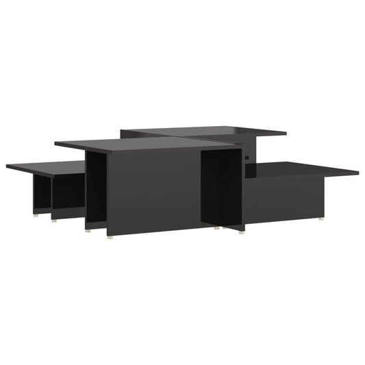 vidaXL Τραπεζάκια Σαλονιού 2 τεμ Γυαλ. Μαύρο 111,5x50x33 εκ Επεξ. Ξύλο