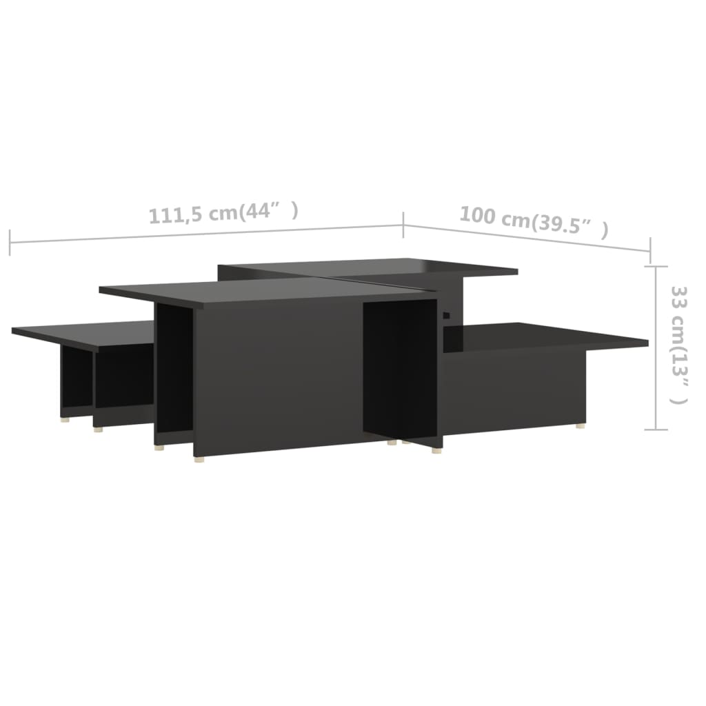 vidaXL Τραπεζάκια Σαλονιού 2 τεμ Γυαλ. Μαύρο 111,5x50x33 εκ Επεξ. Ξύλο