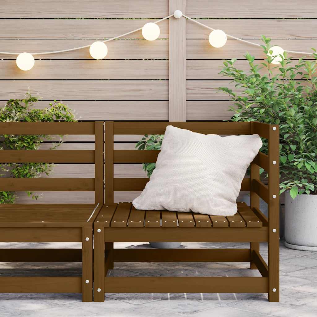 vidaXL Καναπές Κήπου Γωνιακός Καφέ Μελί από Μασίφ Ξύλο Πεύκου