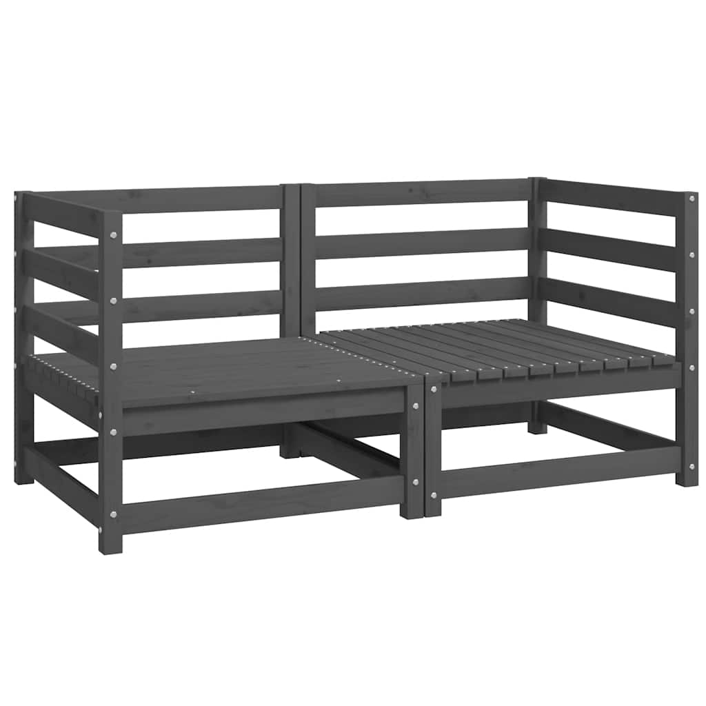 vidaXL Καναπέδες Κήπου Γωνιακοί 2 τεμ. Γκρι από Μασίφ Ξύλο Πεύκου