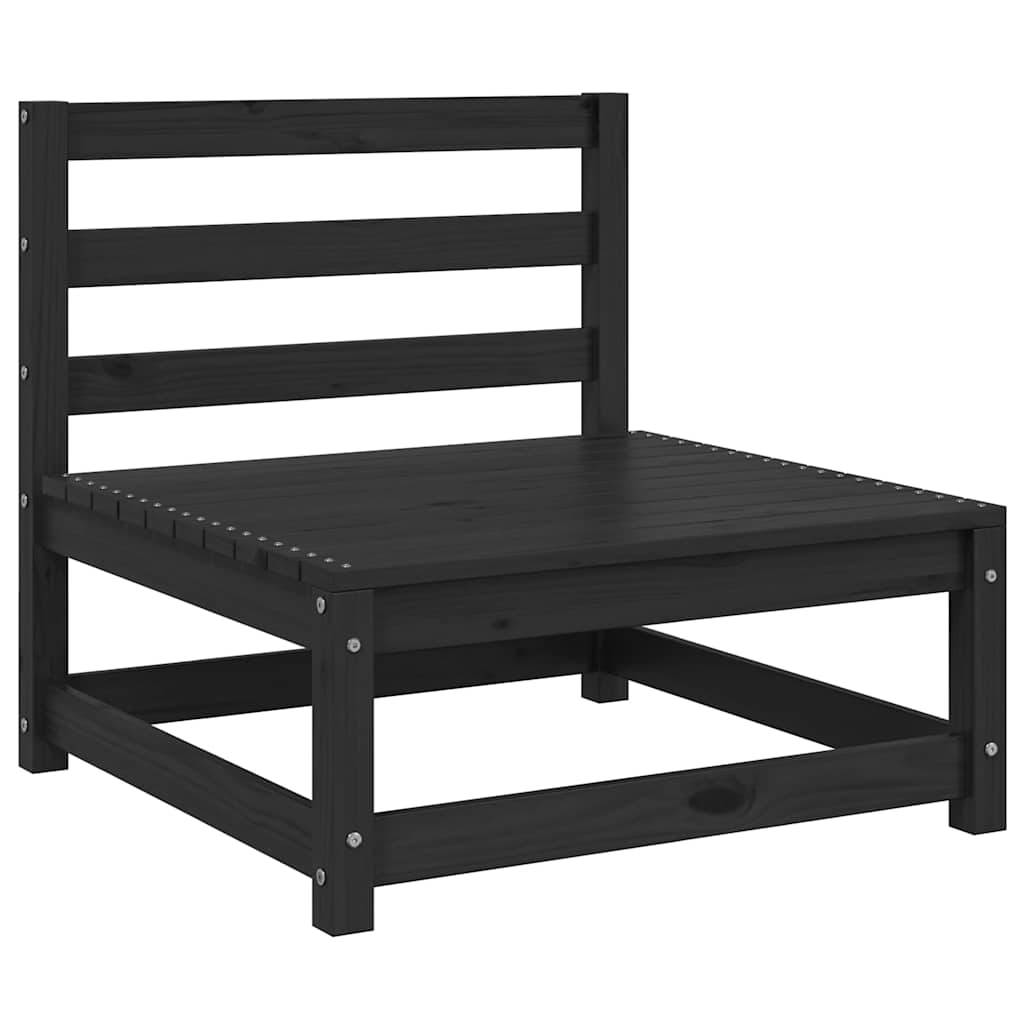 vidaXL Καναπέδες Κήπου Μεσαίοι 3 τεμ. Μαύροι από Μασίφ Ξύλο Πεύκου