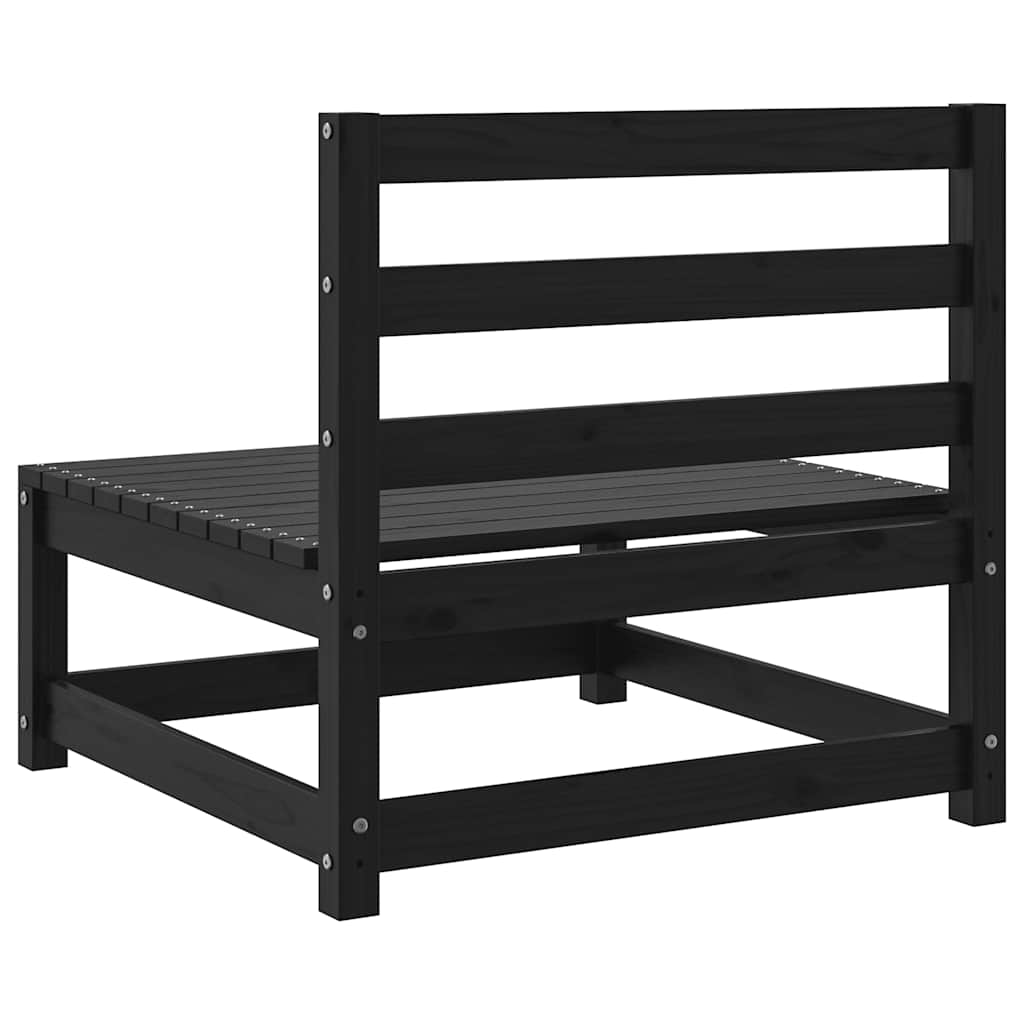 vidaXL Καναπέδες Κήπου Μεσαίοι 3 τεμ. Μαύροι από Μασίφ Ξύλο Πεύκου