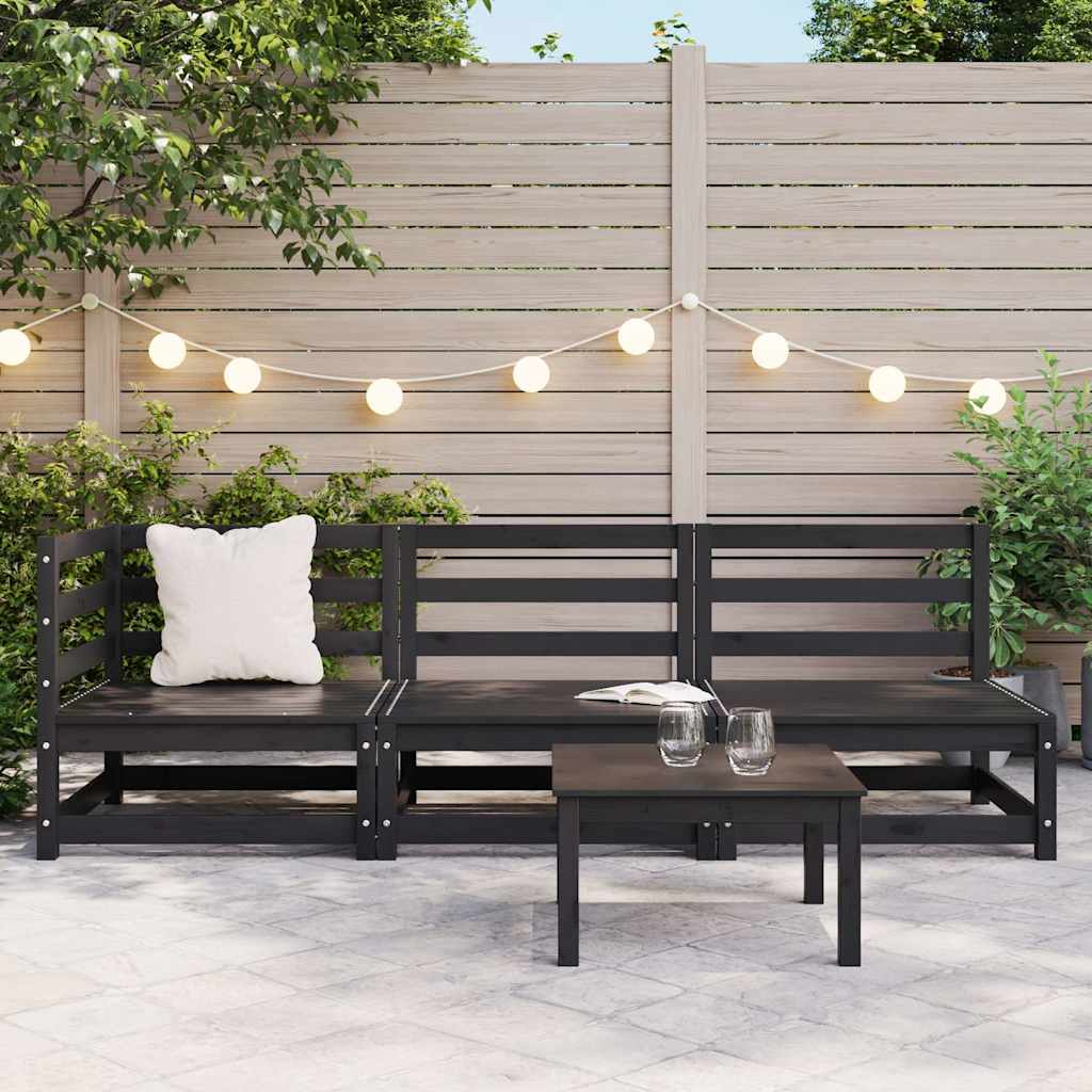 vidaXL Σαλόνι Κήπου Σετ 3 Τεμαχίων Μαύρο από Μασίφ Ξύλο Πεύκου