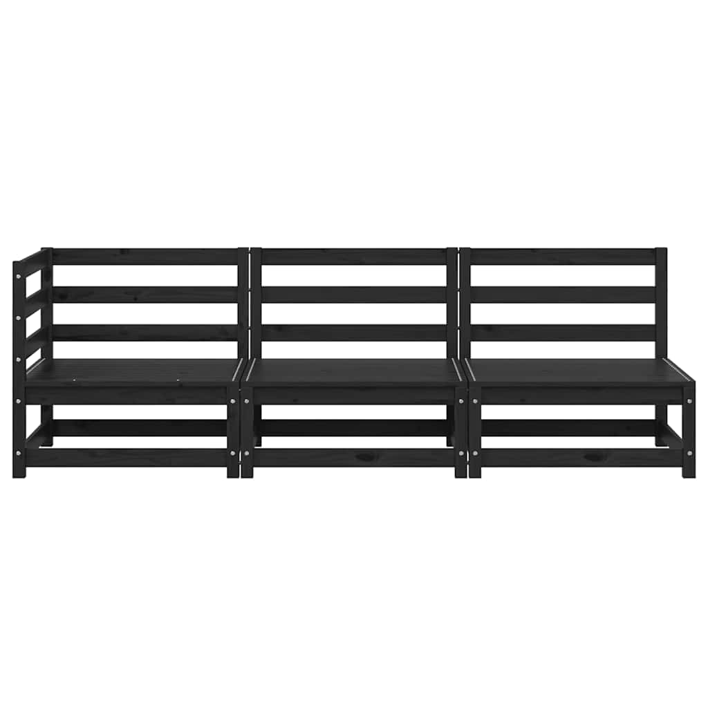 vidaXL Σαλόνι Κήπου Σετ 3 Τεμαχίων Μαύρο από Μασίφ Ξύλο Πεύκου