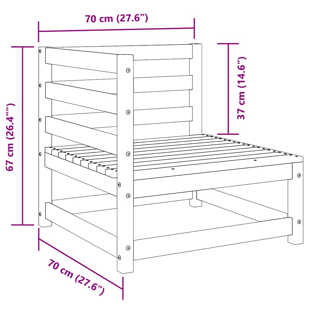 vidaXL Σαλόνι Κήπου Σετ 3 Τεμαχίων Μαύρο από Μασίφ Ξύλο Πεύκου