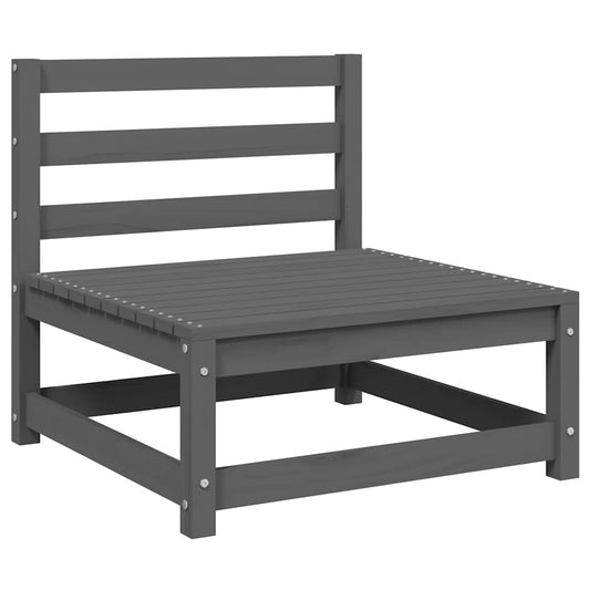 vidaXL Καναπές Κήπου Μεσαίος Γκρι Ξύλο Πεύκου με Ανθρακί Μαξιλάρια