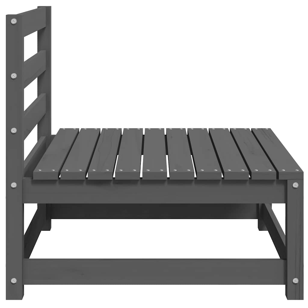 vidaXL Καναπές Κήπου Μεσαίος Γκρι Ξύλο Πεύκου με Ανθρακί Μαξιλάρια