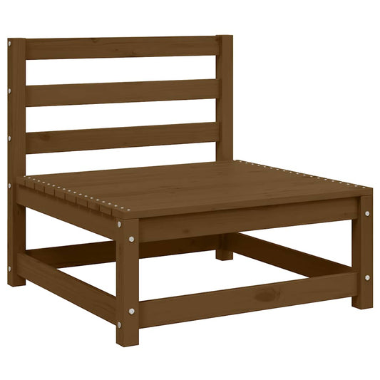 vidaXL Καναπές Κήπου Μεσαίος από Μασίφ Ξύλο Πεύκου με Κρεμ Μαξιλάρια