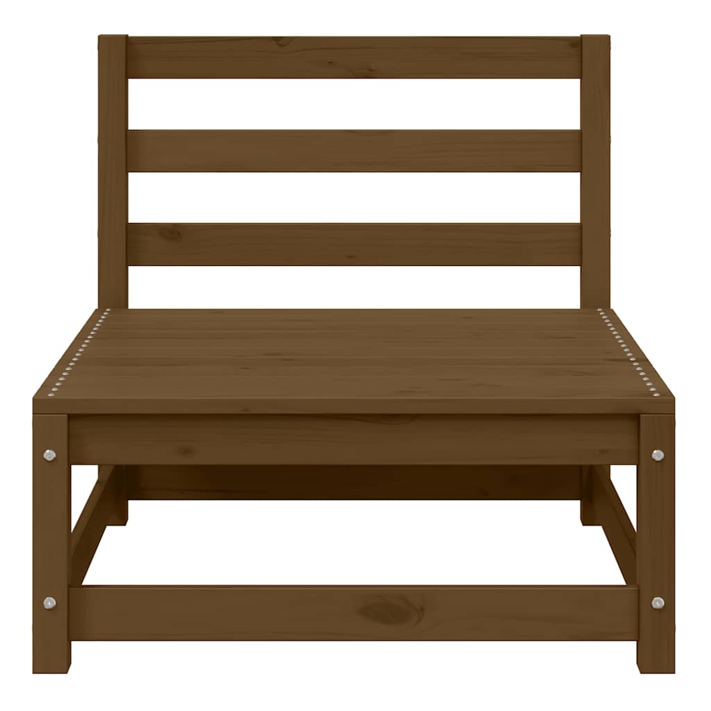 vidaXL Καναπές Κήπου Μεσαίος από Μασίφ Ξύλο Πεύκου με Κρεμ Μαξιλάρια