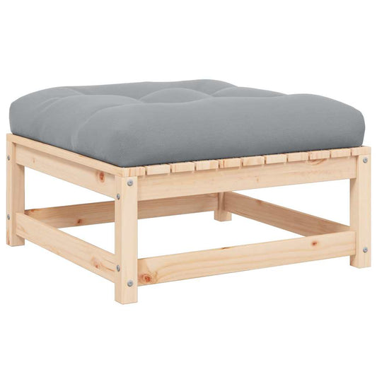 vidaXL Υποπόδιο Κήπου Μασίφ Ξύλο Πεύκου με Μαξιλάρια