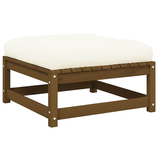 vidaXL Υποπόδιο Κήπου Καφέ Μελί από Μασίφ Ξύλο Πεύκου με Μαξιλάρι