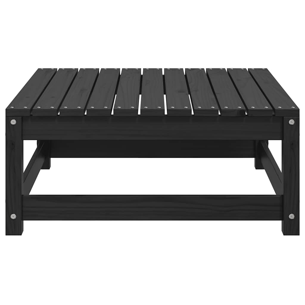 vidaXL Υποπόδιο Κήπου Μαύρο από Μασίφ Ξύλο Πεύκου με Μαξιλάρι