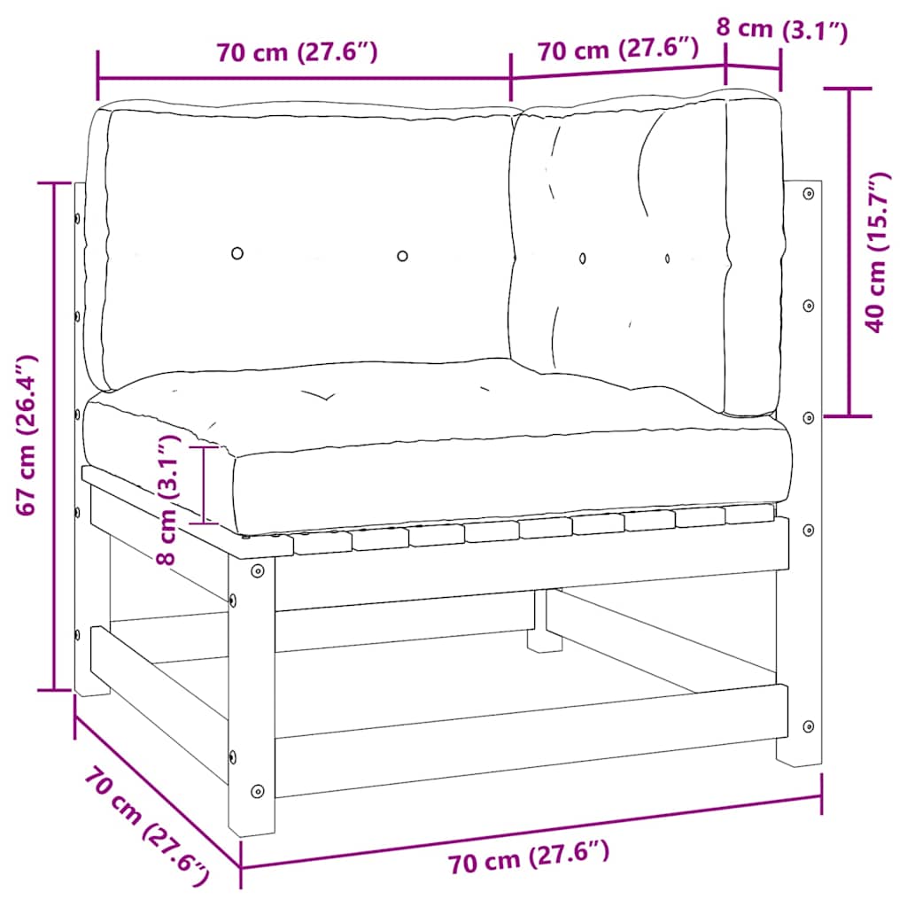 vidaXL Καναπές Κήπου Διθέσιος Λευκός Μασίφ Ξύλο Πεύκου με Μαξιλάρια