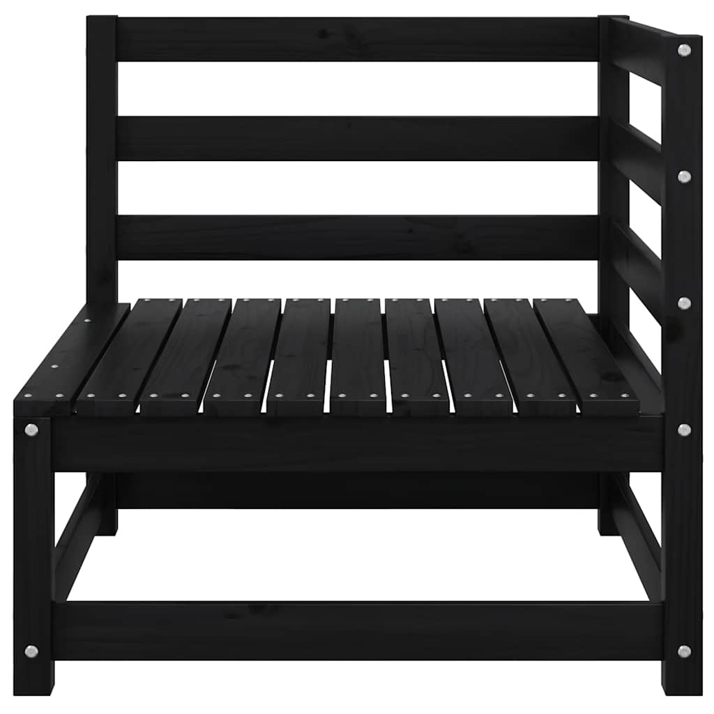 vidaXL Καναπές Κήπου Διθέσιος Μαύρος Μασίφ Ξύλο Πεύκου με Μαξιλάρια