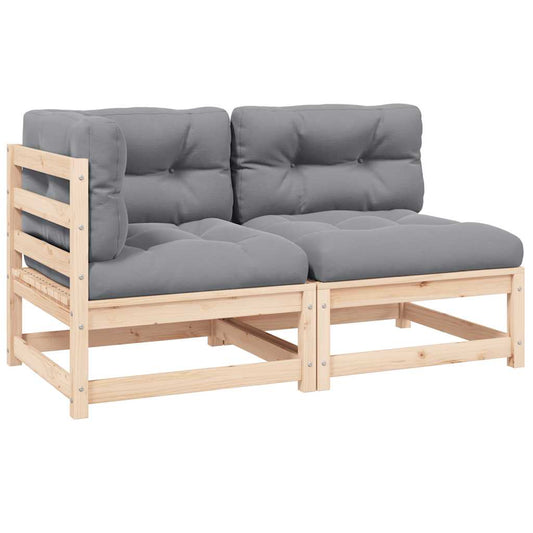 vidaXL Σαλόνι Κήπου Σετ 2 Τεμαχίων από Μασίφ Ξύλο Πεύκου με Μαξιλάρια