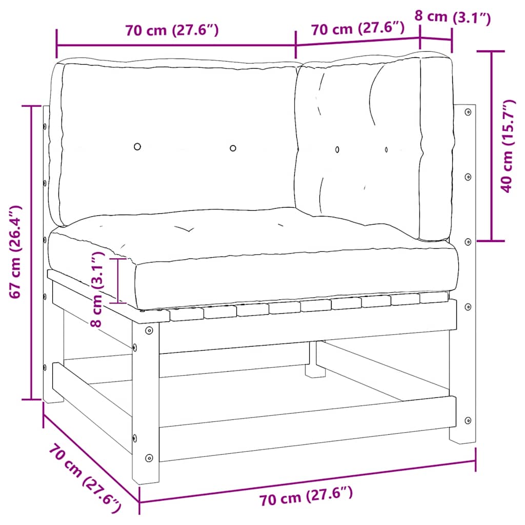 vidaXL Σαλόνι Κήπου 2 τεμ. Λευκό από Μασίφ Ξύλο Πεύκου με Μαξιλάρια