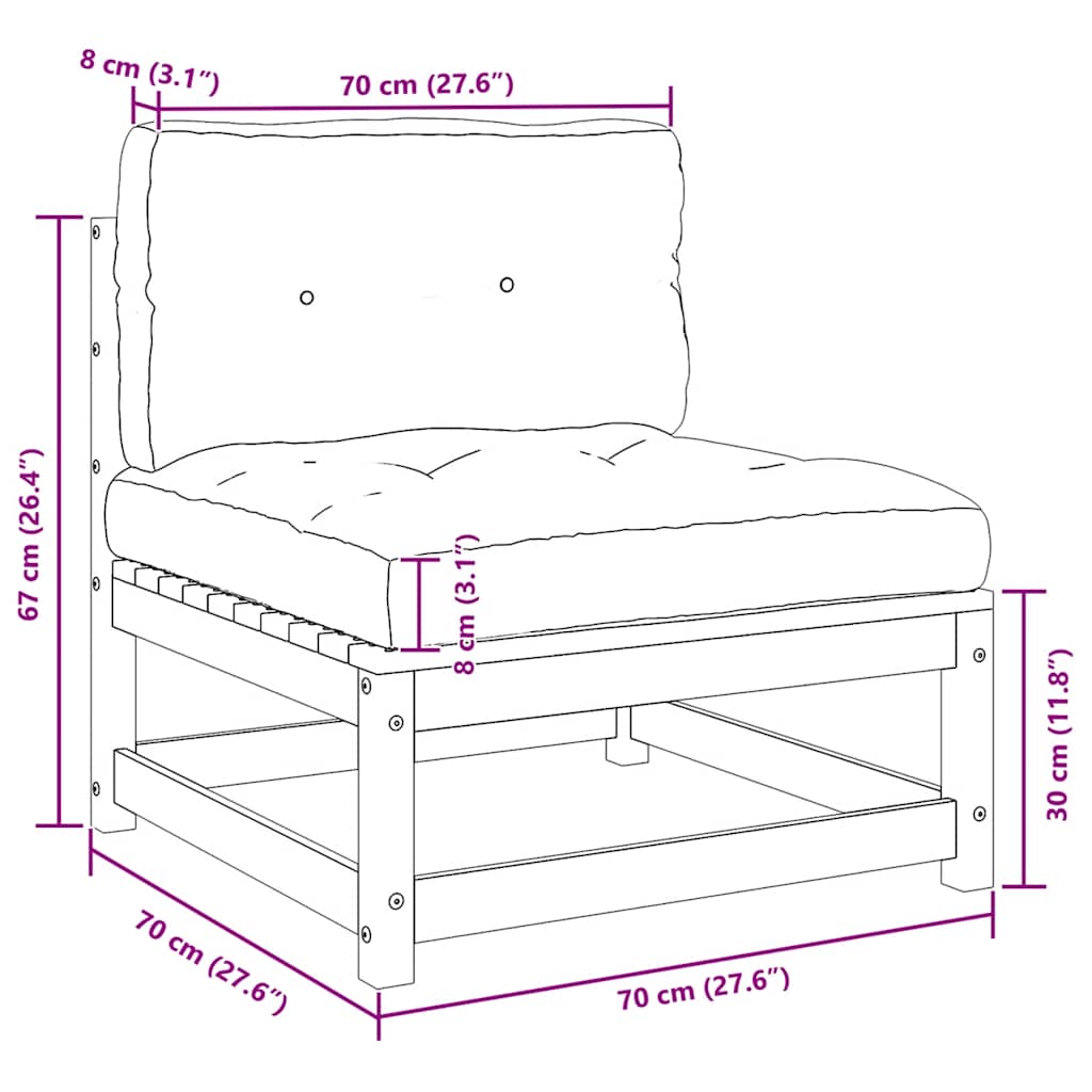 vidaXL Σαλόνι Κήπου Σετ 2 Τεμαχίων Γκρι Μασίφ Ξύλο Πεύκου & Μαξιλάρια