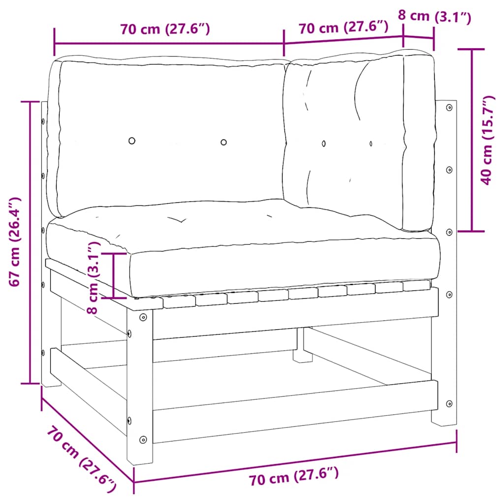 vidaXL Σαλόνι Κήπου 2 τεμ. Λευκό από Μασίφ Ξύλο Πεύκου με Μαξιλάρια