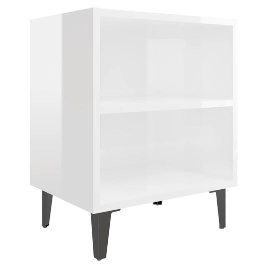 vidaXL Κομοδίνo Γυαλιστερό Λευκό 40 x 30 x 50 εκ. με Μεταλλικά Πόδια