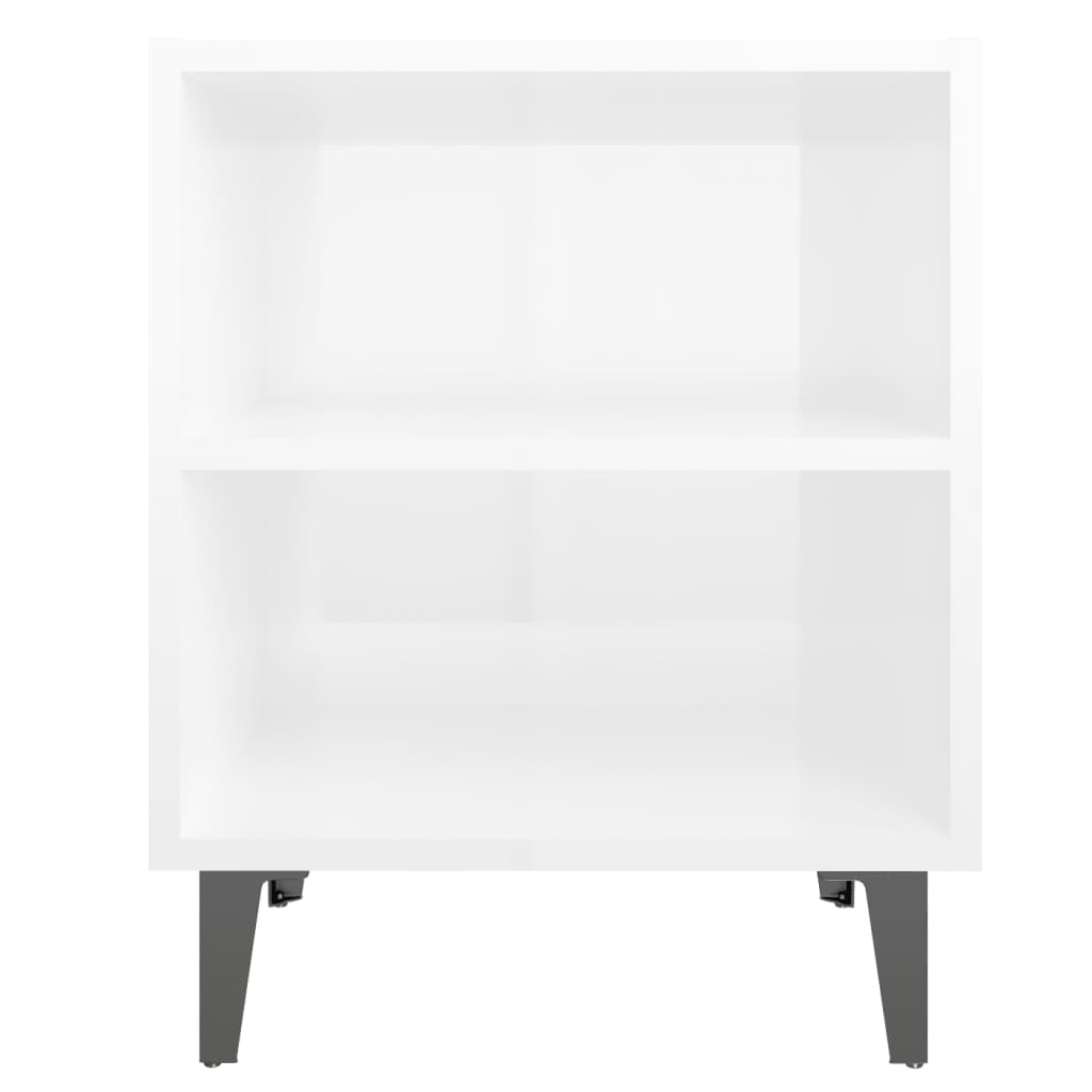 vidaXL Κομοδίνo Γυαλιστερό Λευκό 40 x 30 x 50 εκ. με Μεταλλικά Πόδια