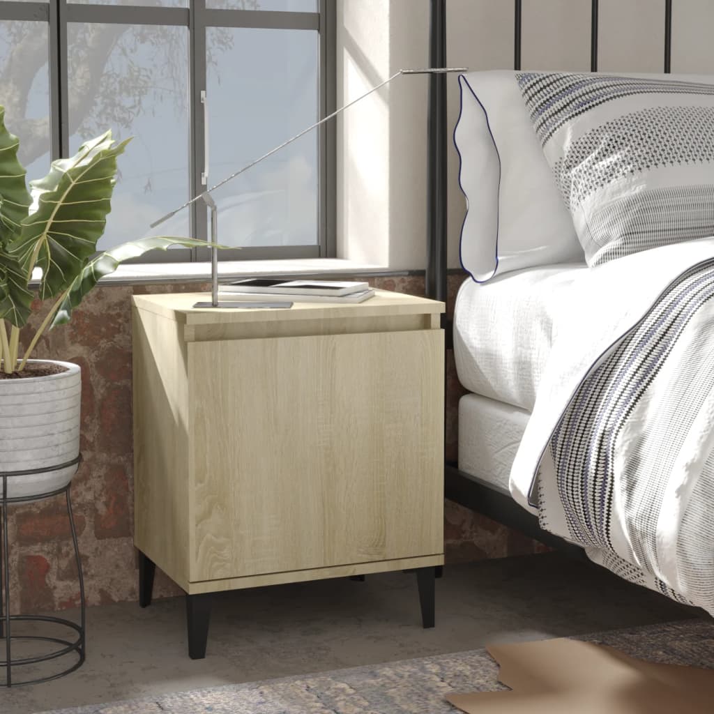 vidaXL Κομοδίνα Sonoma Δρυς 40 x 30 x 50 εκ. με Μεταλλικά Πόδια