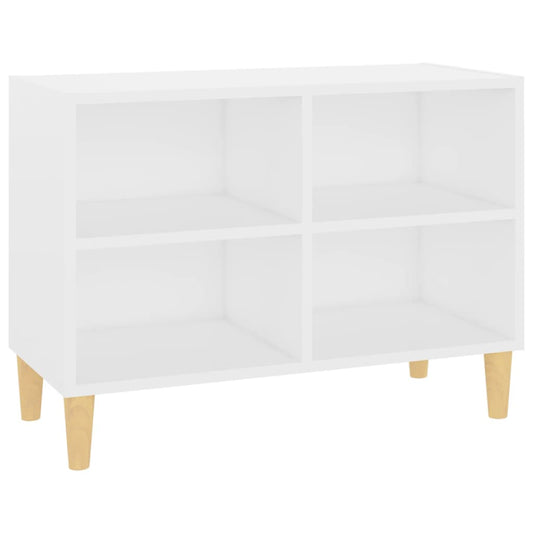 vidaXL Έπιπλο Τηλεόρασης Λευκό 69,5x30x50 εκ. Μασίφ Ξύλινα Πόδια