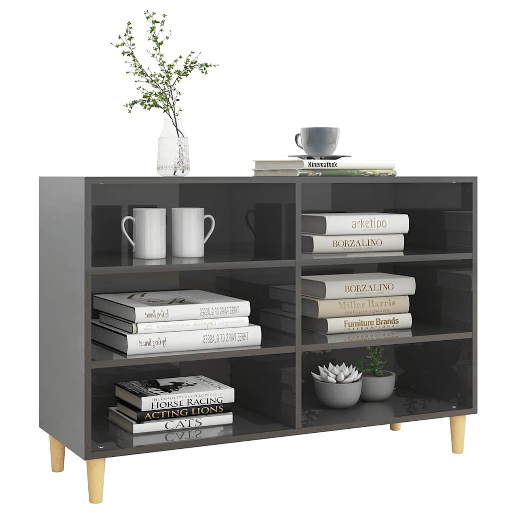 vidaXL Ραφιέρα Γυαλιστερή Γκρι 103,5 x 35 x 70 εκ. από Επεξ. Ξύλο