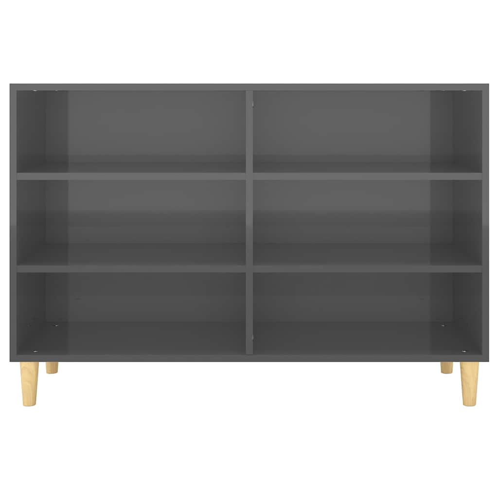 vidaXL Ραφιέρα Γυαλιστερή Γκρι 103,5 x 35 x 70 εκ. από Επεξ. Ξύλο