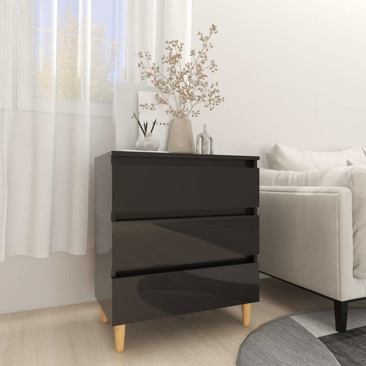 vidaXL Συρταριέρα Γυαλιστερό Μαύρο 60 x 35 x 69 εκ. από Μοριοσανίδα