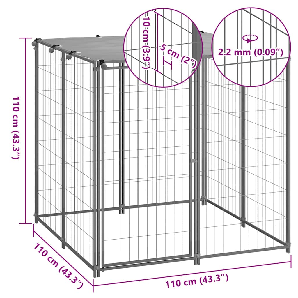 vidaXL Σπιτάκι σκύλου Ασημί 110 x 110 x 110 από Ατσάλι