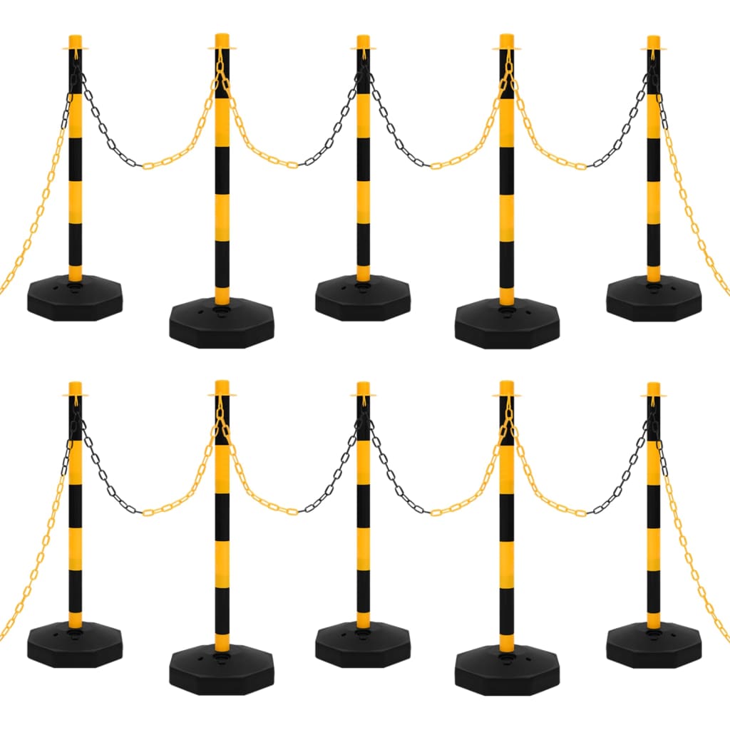 vidaXL Σετ Κολόνες Σήμανσης με Πλαστική Αλυσίδα 10 Μέτρων