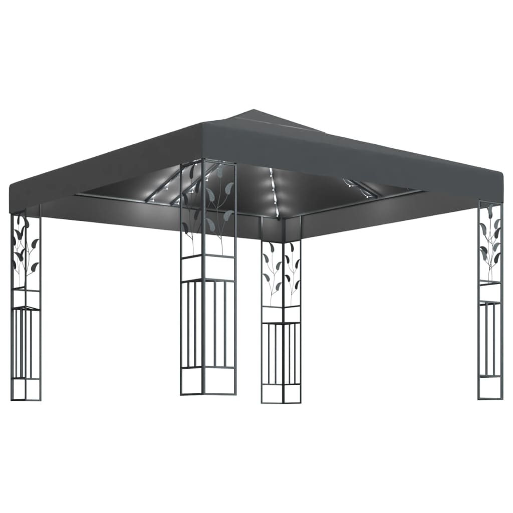 vidaXL Κιόσκι με Φωτάκια LED Ανθρακί 3 x 3 μ.