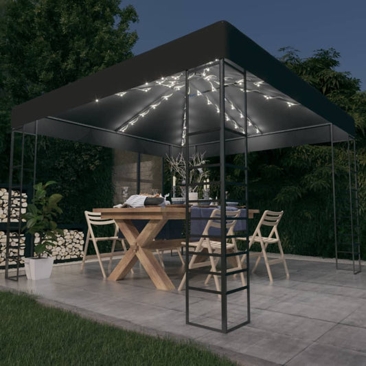 vidaXL Κιόσκι με Φωτάκια LED Ανθρακί 3 x 3 μ.