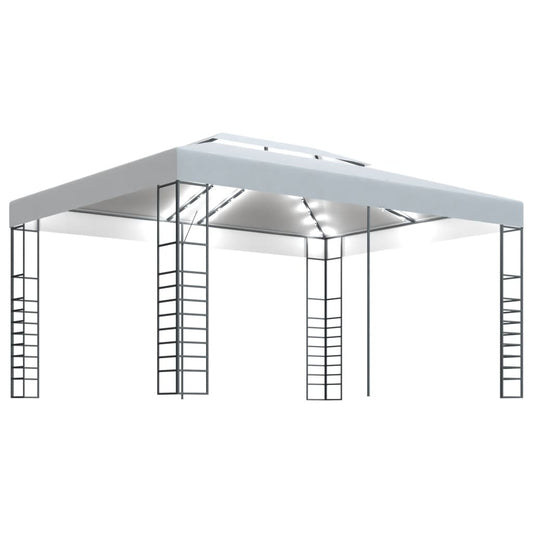 vidaXL Κιόσκι με Φωτάκια LED Λευκό 4 x 3 x 2,7 μ.