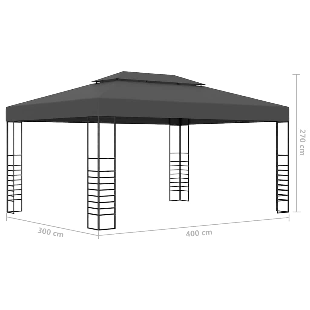 vidaXL Κιόσκι με Φωτάκια LED Ανθρακί 3 x 4 μ.