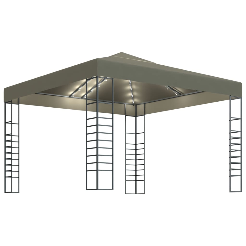 vidaXL Κιόσκι με Φωτάκια LED Taupe 3 x 3 μ.