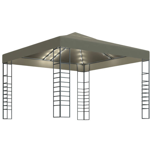 vidaXL Κιόσκι με Φωτάκια LED Taupe 3 x 3 μ.
