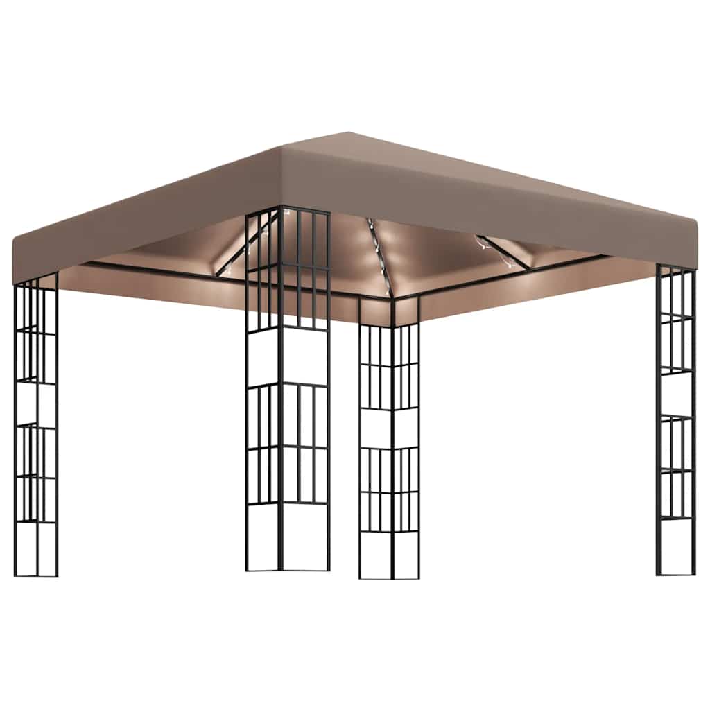 vidaXL Κιόσκι με Φωτάκια LED Taupe 3 x 3 μ.