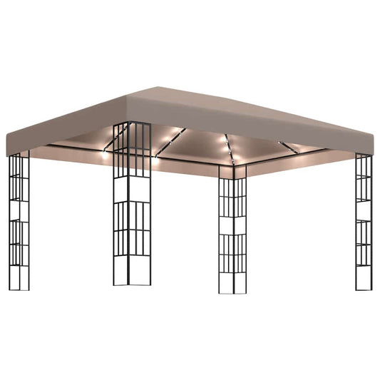 vidaXL Κιόσκι με Φωτάκια LED Taupe 4 x 3 μ.