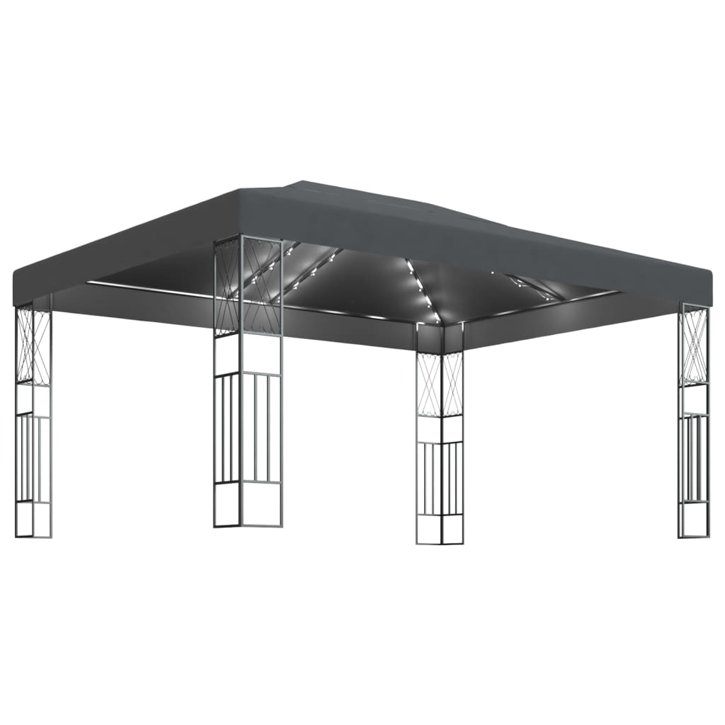 vidaXL Κιόσκι με Φωτάκια LED Ανθρακί 3 x 4 μ. Υφασμάτινο