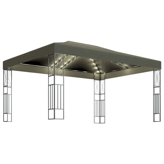 vidaXL Κιόσκι με Φωτάκια Taupe LED 3 x 4 μ. Υφασμάτινο