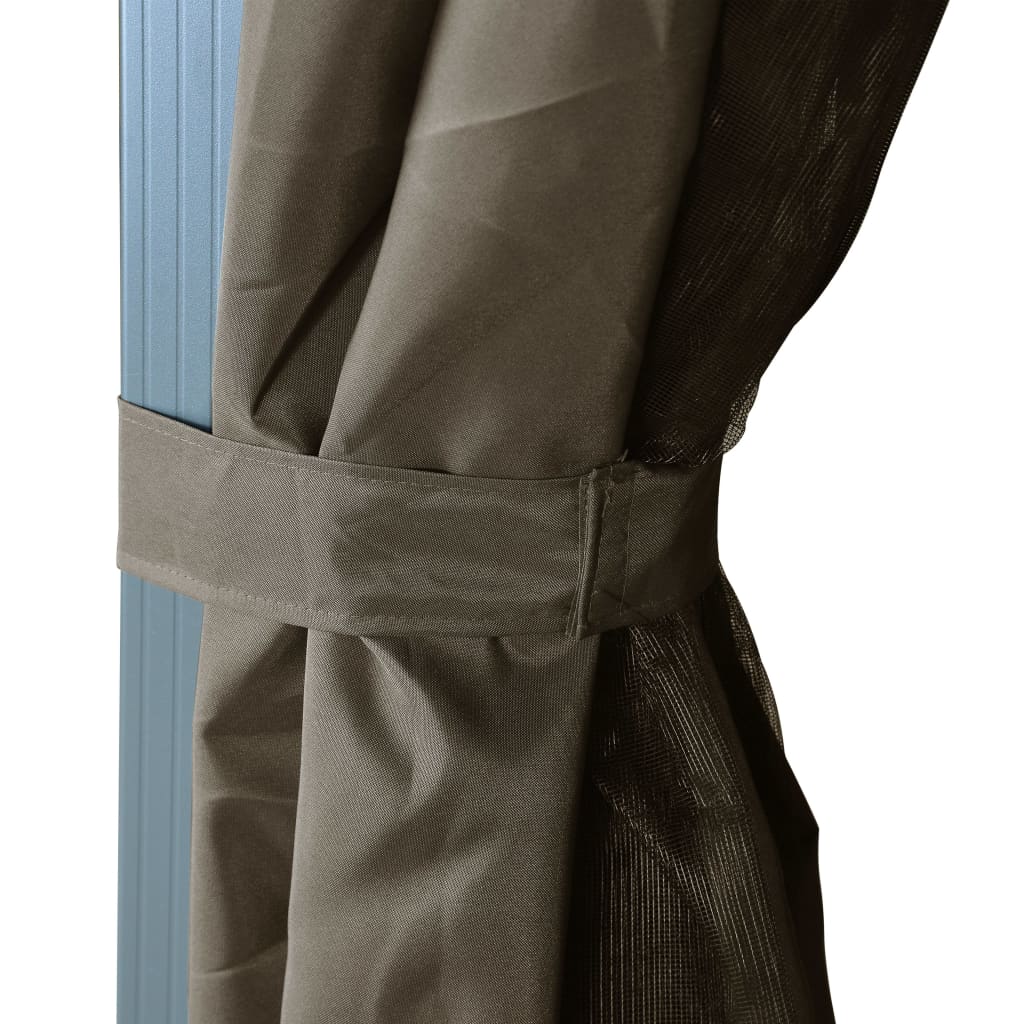 vidaXL Κιόσκι με Κουρτίνα και Φωτάκια LED Taupe 3 x 3 μ. Αλουμινίου