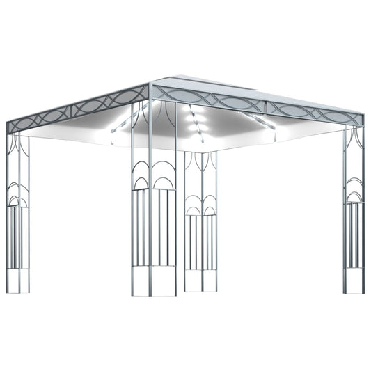 vidaXL Κιόσκι με Φωτάκια LED Κρεμ 300 x 300 εκ.